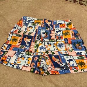 C.C Women's High Waist Shorts - Multicolor Tropical Print